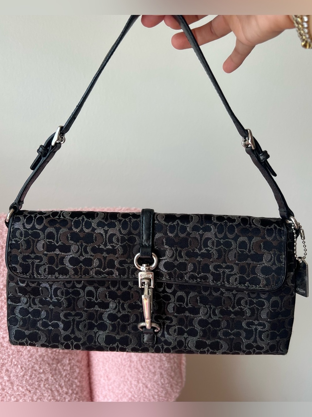 Coach Hamptons Optic Lurex Signature Demi Clip Shoulder Bag
